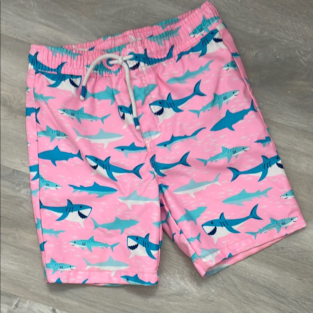EUC Gymboree Kids Pink Shark Print Swim Trunks